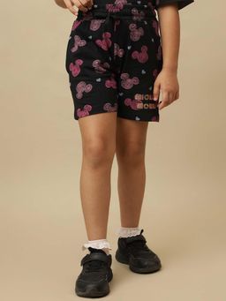 Kidsville - Black Official Mickey And Friends Printed Regular Fit Shorts