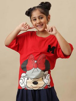 Kidsville - Red Official Mickey And Friends Graphic Printed Oversized T-Shirt