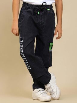 Kidsville - Black Official Minecraft Printed Regular Fit Jeans For Boys
