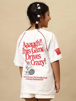 Kidsville - Official Peanuts Graphic Printed Cotton Round Neck White T-Shirt