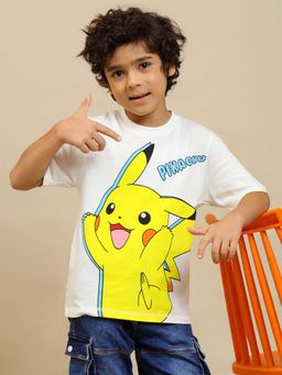 Kidsville - Official Pokemon Graphic Printed Pure Cotton Off White T-Shirt