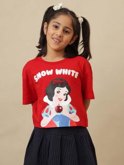 Kidsville - Official Disney Princess Graphic Printed Pure Cotton Red T-Shirt