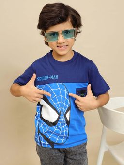 Kidsville - Official Spiderman Graphic Printed Pure Cotton Navy Blue T-Shirt