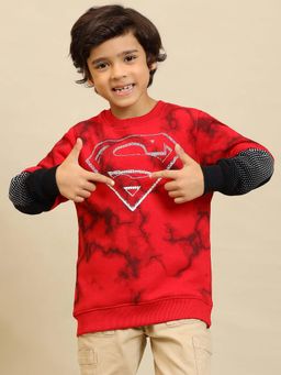 Kidsville - Red Official Superman Printed Regular Fit Sweatshirt