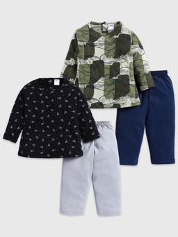 Kuchipoo - Multi-Color Printed Regular 2 T-shirts and 2 Pants (Pack of 4)