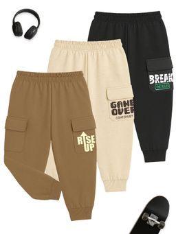 Kuchipoo - Multi-Color Typography Joggers (Pack of 3)