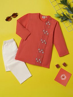 Desi Soota - Peach Embroidered Kurta and Pyjama