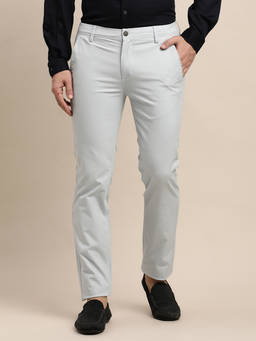 Turtle - Men Cotton Stretch Grey Solid Ultra Slim Fit Casual Trouser
