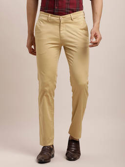 Turtle - Men Cotton Stretch Ultra Slim Fit Yellow Casual Trouser