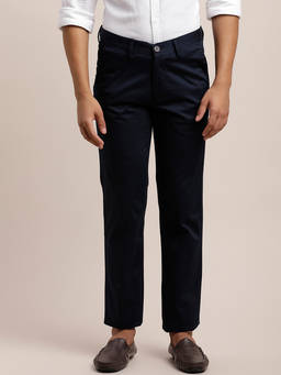 Turtle - Men Cotton Stretch Ultra Slim Fit Denim Navy Blue Casual Trouser
