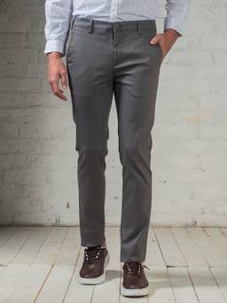Turtle - Men Cotton Stretch Ultra Slim Fit Grey Casual Trouser