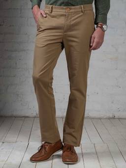 Turtle - Men Cotton Stretch Khaki Solid Ultra Slim Fit Casual Trouser