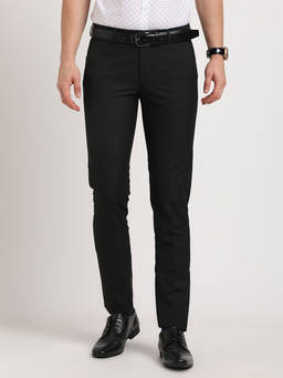 Turtle - Men Poly Viscose Ultra Slim Fit Black Formal Trouser