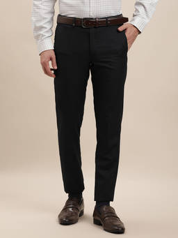 Turtle - Men Cotton Viscose Ultra Slim Fit Navy Blue Formal Trouser