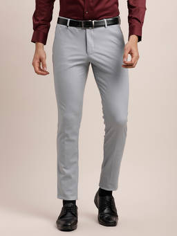 Turtle - Men Cotton Stretch Ultra Slim Fit Grey Formal Trouser