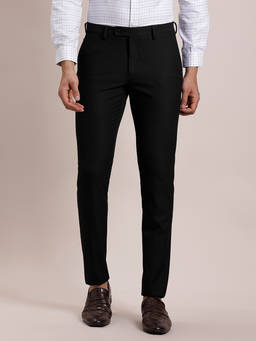 Turtle - Men Cotton Stretch Ultra Slim Fit Black Formal Trouser