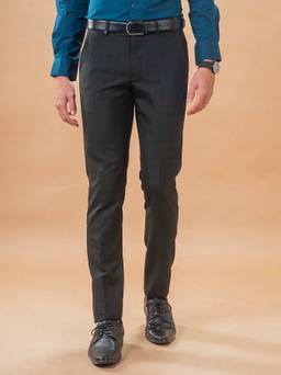 Turtle - Men Poly Viscose Ultra Slim Fit Black Formal Trouser