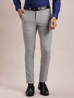 Turtle - Men Poly Viscose Stretch Ultra Slim Fit Grey Formal Trouser