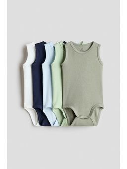 H&M - Unisex Blue 5-Pack Cotton Bodysuits