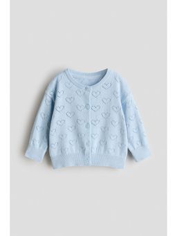 H&M - Girls Blue Pattern-Knitted Cotton Cardigan