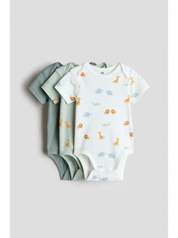 H&M - Unisex White 3-Pack Cotton Envelope-Neck Bodysuits