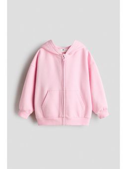 H&M - Girls Pink Oversized Zip-Through Hoodie