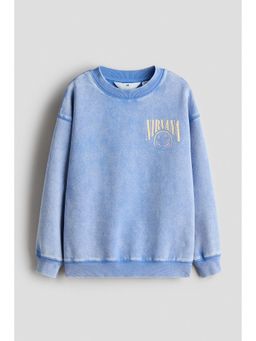 H&M - Girls Blue Oversized Print-Motif Sweatshirt