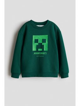 H&M - Boys Green Print-Motif Sweatshirt