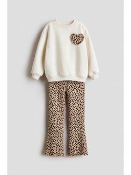 H&M - Girls Beige 2-Piece Sweatshirt And Leggings Set