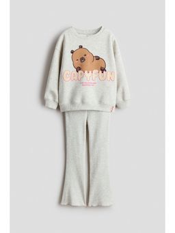 H&M - Girls Grey 2-Piece Print-Motif Set