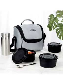 HomeTown - Microsafe BPA Free Plastic and Stainless Steel Exa Lunch Box 400ml set of 3 Grey