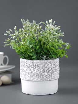 Tayhaa - White Planter with Black Textured Effect