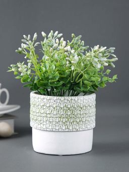 Tayhaa - White Planter with Green Textured Effect