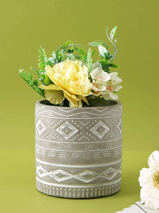 Tayhaa Engraved Pattern Ceramic Planter