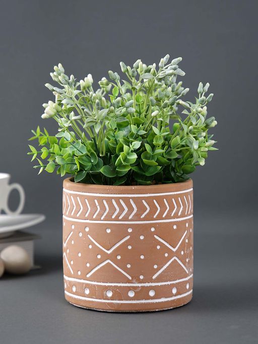 Tayhaa Engraved Peach Ceramic Planter
