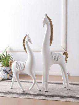 Tayhaa - White Poised Reindeers Figurine