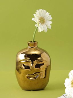 Tayhaa - Face Shape Ceramic Vase with Narrow Neck
