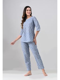 ichaa - Grey Pure Cotton Printed Top and Pyjama