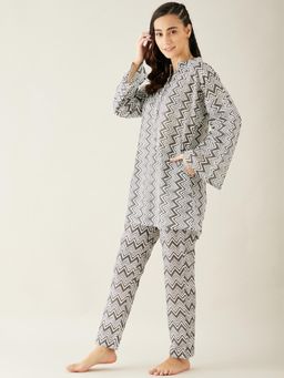 The Kaftan Company - Cotton Zigzag Printed Top and Pyjama