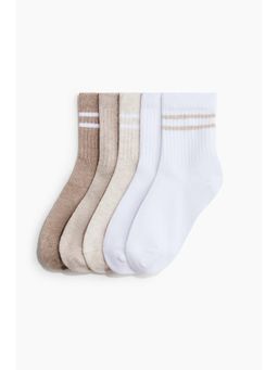 H&M - Kids White 5-Pack Sports Socks With Drymove