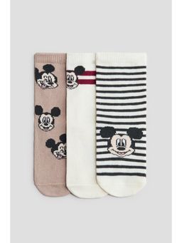 H&M - Boys Beige 3-Pack Jacquard-Knit Socks
