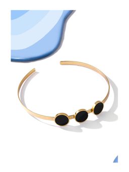 Suhani Pittie - Gold Toned Open Choker Necklace with Black Perspex Discs