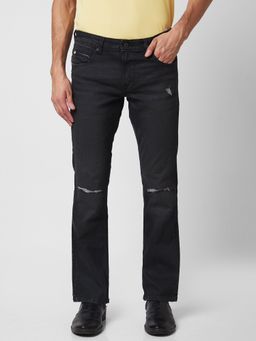 Spykar - Mid Rise Bootcut Fit Black Jeans for Men
