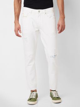 Spykar - Mid Rise Slim Fit White Jeans for Men