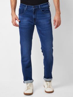 Spykar - Mid Rise Regular Fit Blue Jeans for Men