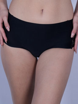 SOIE - Black Seamless Mid Waist Full Coverage Lace Hipster