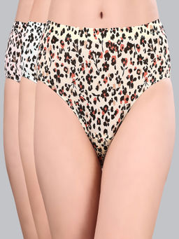 SOIE - High Rise Full Coverage Printed Stretch Cotton Hipsters (Pack of 3)