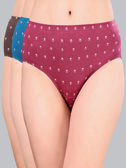 SOIE - High Rise Full Coverage Printed Stretch Cotton Hipsters (Pack of 3)