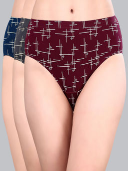 SOIE - High Rise Full Coverage Printed Stretch Cotton Hipsters (Pack of 3)