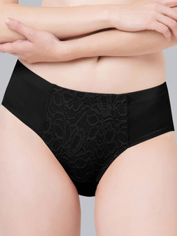 SOIE - Black Mid Waist Full Coverage Lace Brief